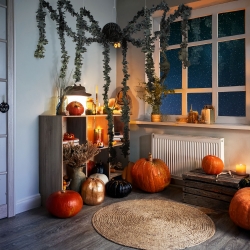 Halloween dekorácia - čierny pavúk - papier - 75 x 13 cm 
