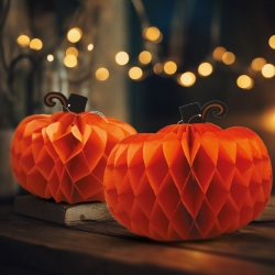 Halloween dekorácia - tekvicový lampión - papier - 25/30 cm - 2 ks / balenie 