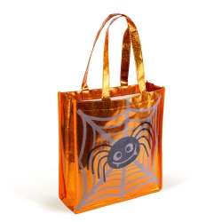 Halloweenská darčeková taška - pavúk - 30 x 33 cm - oranžová