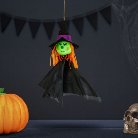 Halloweenska dekorácia - závesná - čarodejnica - 48 x 44 cm