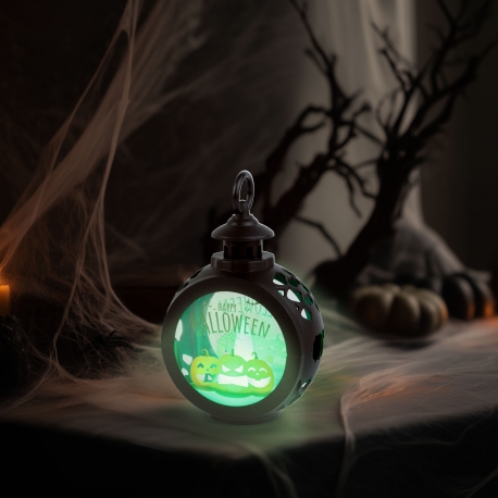 Halloweenska svietiaca dekorácia – tekvica – závesná – LED – 8,5 x 13,5 cm
