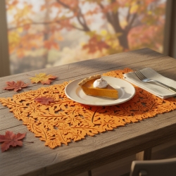 Jesenná dekorácia - podložka - filc, oranžová - 44,5 x 28,5 cm