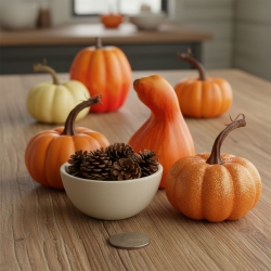 Jesenná dekorácia - tekvica - 6 druhov - plast