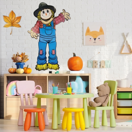 Jesenná dekorácia - Strašiak - s pohyblivými končatinami - papier - 91,4 cm 