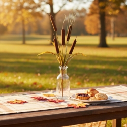 Jesenná dekorácia - rákos - 2 druhy - 40 cm