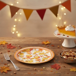 Súprava papierových tanierov - s tekvicami - 2 veľkosti - 12 ks / balenie