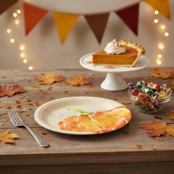 Súprava papierových tanierov - s tekvicami - 2 veľkosti - 12 ks / balenie