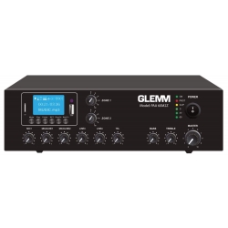2-zónová rozhlasová ústredňa GLEMM pre 100V * 30W * USB/microSD/MP3 prehrávač s Bluetooth * FM tuner