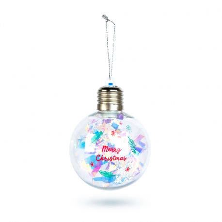 Vianočná LED guľa - RGB LED - priehľadná - plast - 8 cm - 3 x LR4