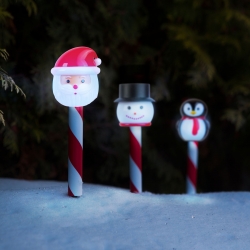 Vianočná solárna lampa – LED – Santa Claus, snehuliak, tučniak – 36,5 x 6 x 6 cm