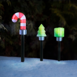 Vianočná solárna lampa – LED – darček, vianočný stromček, cukrová palica – 37 x 7 x 7 cm