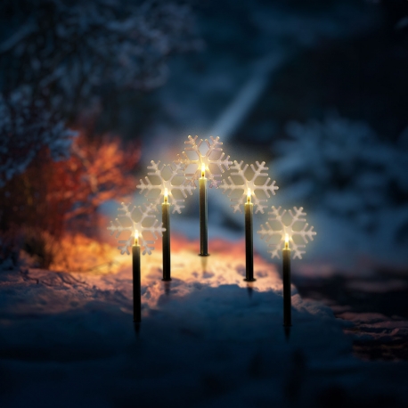 Vianočná lampa – 5 LED – ľadový kryštál – 34,5 cm – teplá biela – 3 x AA