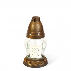 Sklenená kahancia, biele sklo s viečkom v antickej zlatej farbe - 16 cm