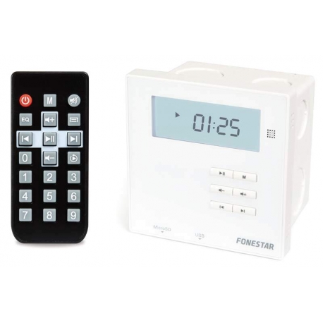 Nástenný stereo prehrávač so zosilňovačom * 2x 10W * USB/microSD/MP3 * BlueTooth * FM tuner * 2x AUX * diaľkové ovládani