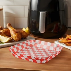 Papier na pečenie do Air fryer - pre varenie bez oleja - károvaný, štvorec - 20 cm - 50 ks / balenie