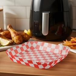 Papier na pečenie do Air fryer - pre varenie bez oleja - károvaný, štvorec - 23 cm - 50 ks / balenie