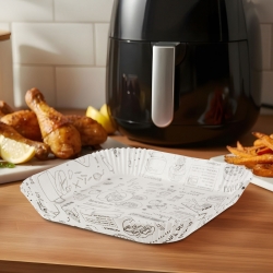 Papier na pečenie do Air fryer - pre varenie bez oleja - vzorovaný, štvorec - 23 cm - 50 ks / baleni