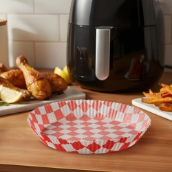 Papier na pečenie do Air fryer - pre varenie bez oleja - károvaný, kruh - 20 cm - 50 ks / balenie