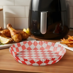 Papier na pečenie do Air fryer - pre varenie bez oleja - károvaný, kruh - 23 cm - 50 ks / balenie