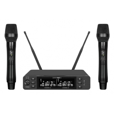 Duálny diverzitný bezdrôtový UHF mikrofón Q-AUDIO * 2x ručný mikrofón