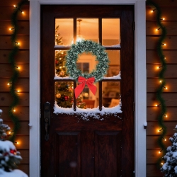 Vianočný dverový veniec – s mašľou – 27 cm