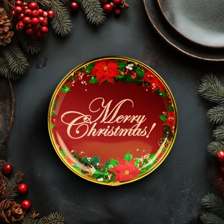 Vianočný tanier – plastový – „Merry Christmas” – 22 cm