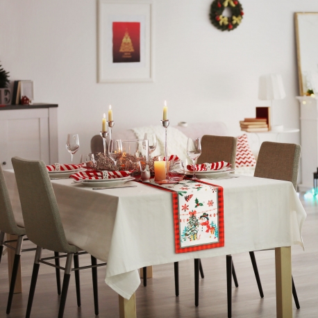 Vianočná dekorácia - stolový behúň - škriatok - 183 x 33 cm