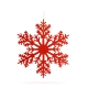 Vianočná dekorácia – snehová vločka – trblietavá Červená – závesná – 31 cm