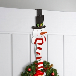 Vianočný dverový vešiak – kovový – snehuliak – 38 cm