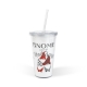 Vianočný pohár – so slamkou a vekom – 473 ml – plast