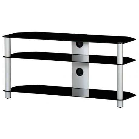 Elegantný HIFI a TV stolík * čierne sklenené police * hliníkové nohy