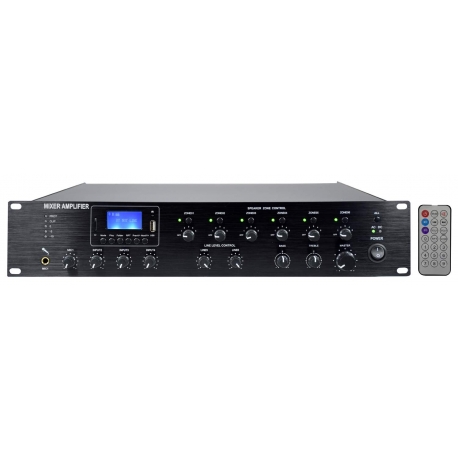 6-zónový mixážny zosilňovač pre 100V * 240W * USB/SD/MP3 * Bluetooth * FM tuner