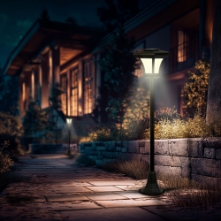 LED solárna lampa – lampáš/kandeláber – 120 cm – 10 LED – čierna – teplá biela