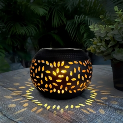 Solárna dekoračná lampa – s efektom plameňa – 12 žltých LED – 15 x 15 x 11 cm