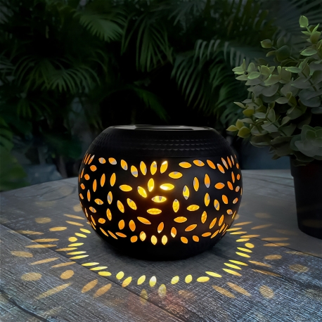 Solárna dekoračná lampa – s efektom plameňa – 12 žltých LED – 15 x 15 x 11 cm