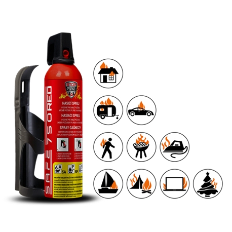Hasiaci sprej SAFE 750 RED 750ml peny + držiak 75C