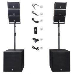 Aktívny ozvučovací systém s výkonom 1400W RMS pozostávajúci z dvoch 18" subwooferov a dvoch satelitov s "line array" ulo