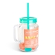 Pohár so slamkou - zelený - 4 ks chladiacich ľadových kociek, 550 ml, 17 x 7,5 x 13,5 cm