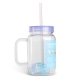 Pohár so slamkou - fialový - 4 ks chladiacich ľadových kociek, 550 ml, 17 x 7,5 x 13,5 cm