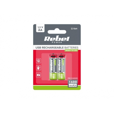 Nabíjacie batérie AA (R06) 1,2V/1600mAh REBEL 2ks / blister BAT2014