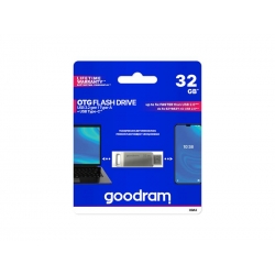 GOODRAM USB + USB C flash disk 32 GB strieborný