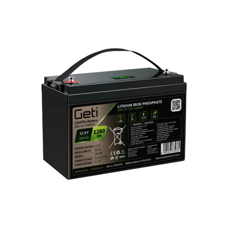 Batéria LiFePO4 12,8 V 100 Ah GETI GBL-12-100DV2 Displej