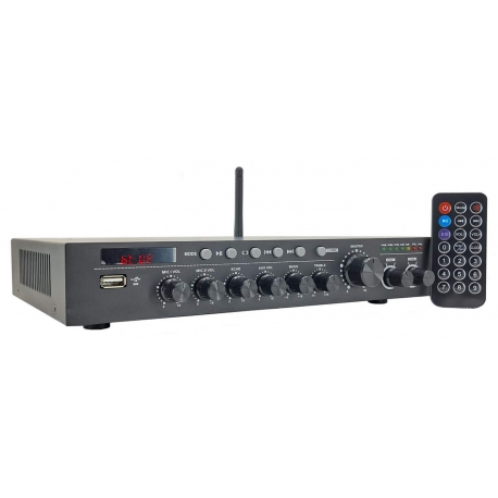 2-zónová rozhlasová ústredňa pre 100V * 60W * MP3 prehrávač s USB * BT