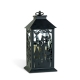 Halloweenová blikajúca lampáš - hrad - na batérie - čierna - 30 x 14 cm