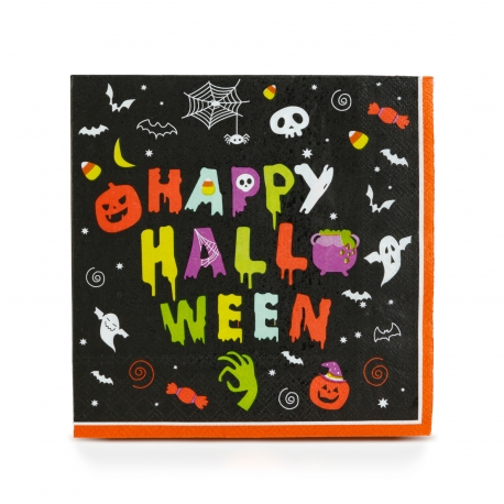 Halloweenová papierová servítka - "Happy Halloween" - 2-vrstvová - 33 x 33 cm - 16 ks / balenie