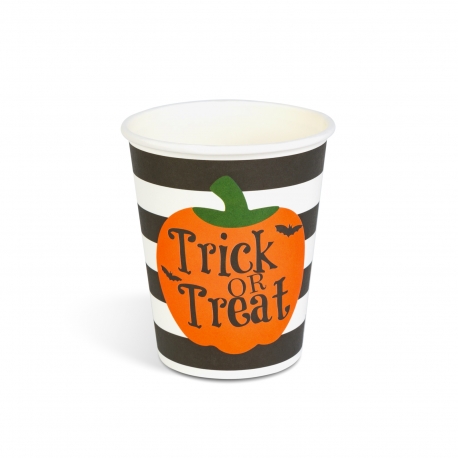 Halloweenový papierový pohár - tekvica - 2,5 dl - 8 ks / balenie