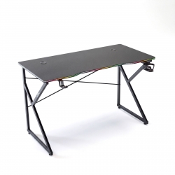 Herný stôl - 120 x 60 x 75 cm - RGB LED, USB, držiak na pohár, držiak na slúchadlá, 15 mm MDF-čierny