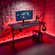 Herný stôl - 120 x 60 x 75 cm - RGB LED, USB, držiak na pohár, držiak na slúchadlá, karbónový-čierny
