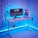 Herný stôl - 120 x 60 x 75 cm - RGB LED, USB, držiak na pohár, držiak na slúchadlá, karbónový-biely