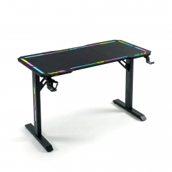 SK: Herný stôl - 120 x 60 x 75 cm - RGB LED, USB, držiak na nápoj, držiak na slúchadlá, 5 mm sklo